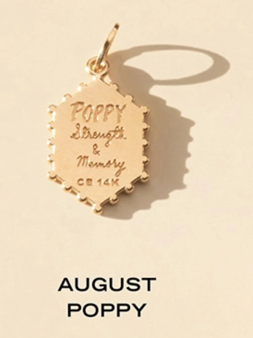 Catbird Flower Poem Charm 14K Yellow Gold Poppy flower charm